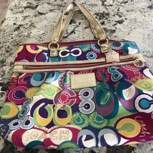 Coach Poppy Large Colorful Zippered Bag